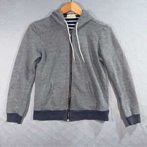 Marine Layer Hoodie Women’s Small Gray Full Zip Striped Terry Lined Sweatshirt